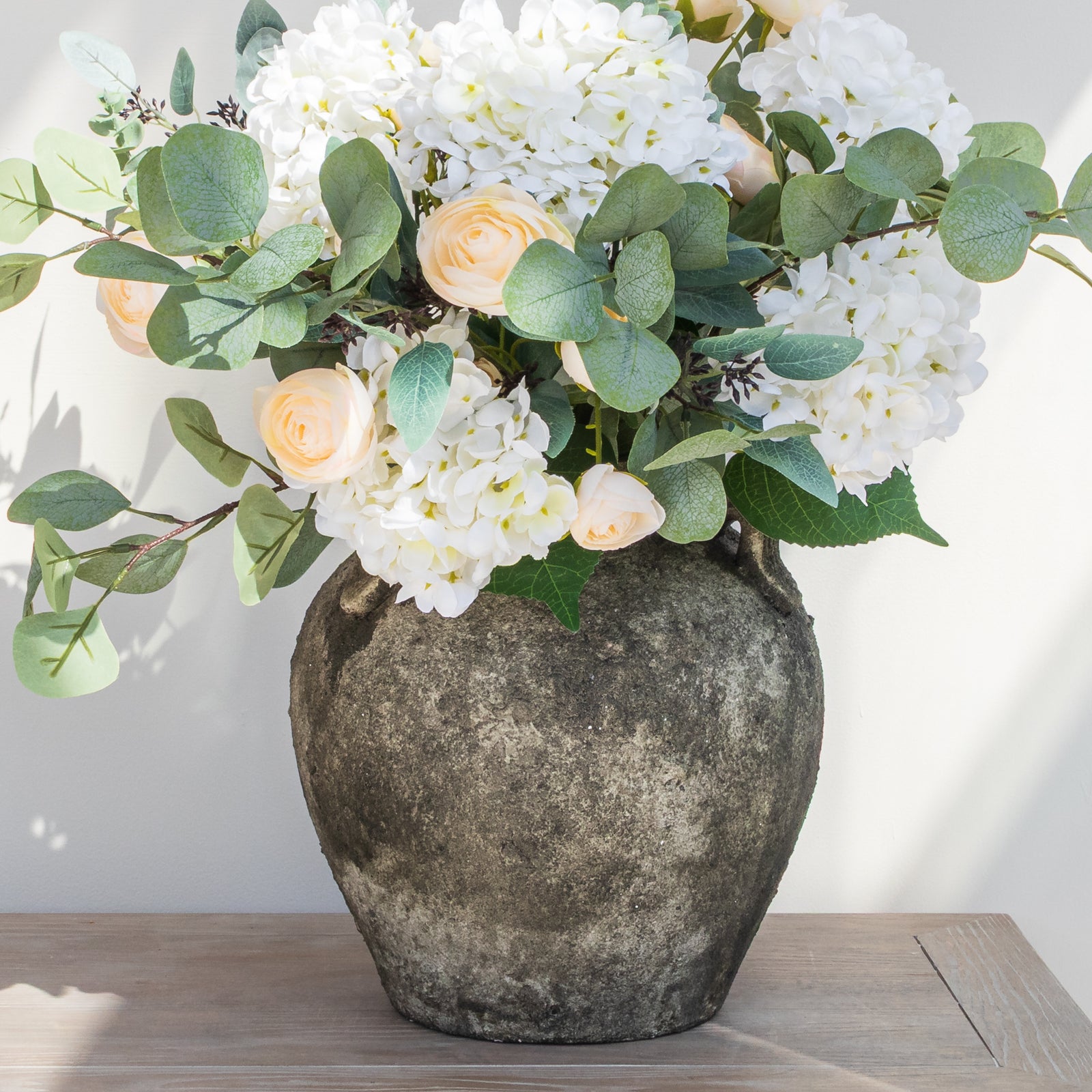 Aged Earthenware Vase With Handle Detail