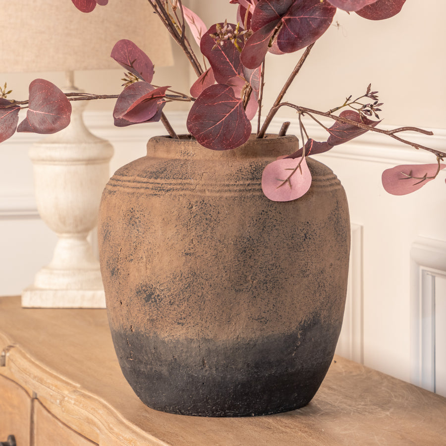 Weathered Terracotta Brown Two Tone Vase