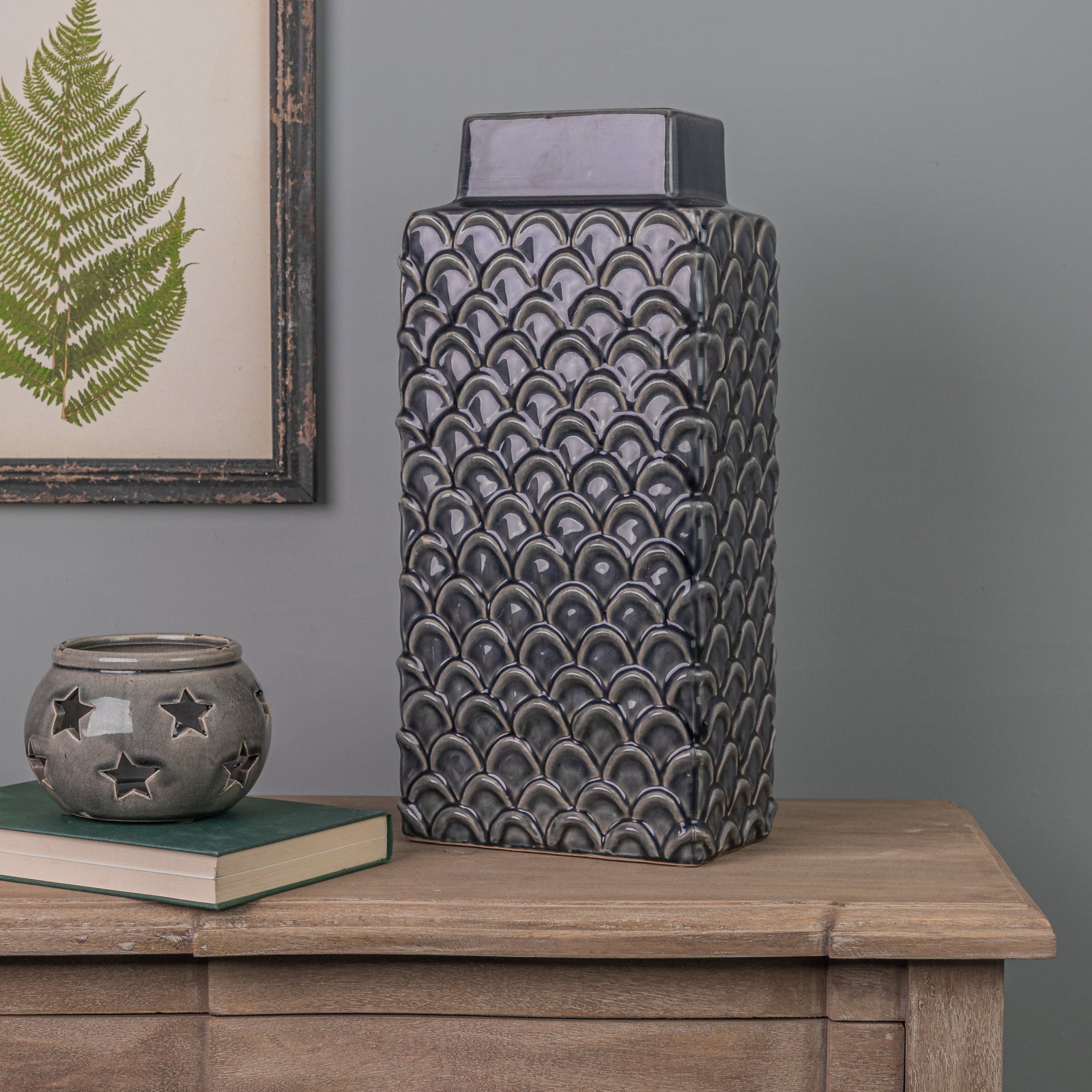 Rectangular Perugia Large Grey Vase