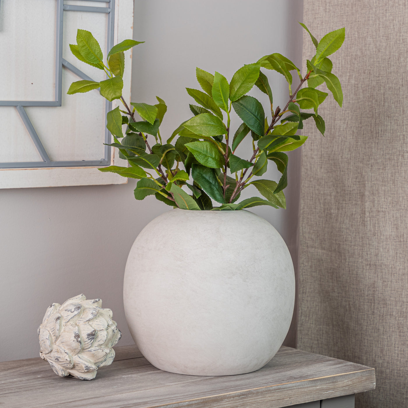 Large Darcy White Globe  Vase