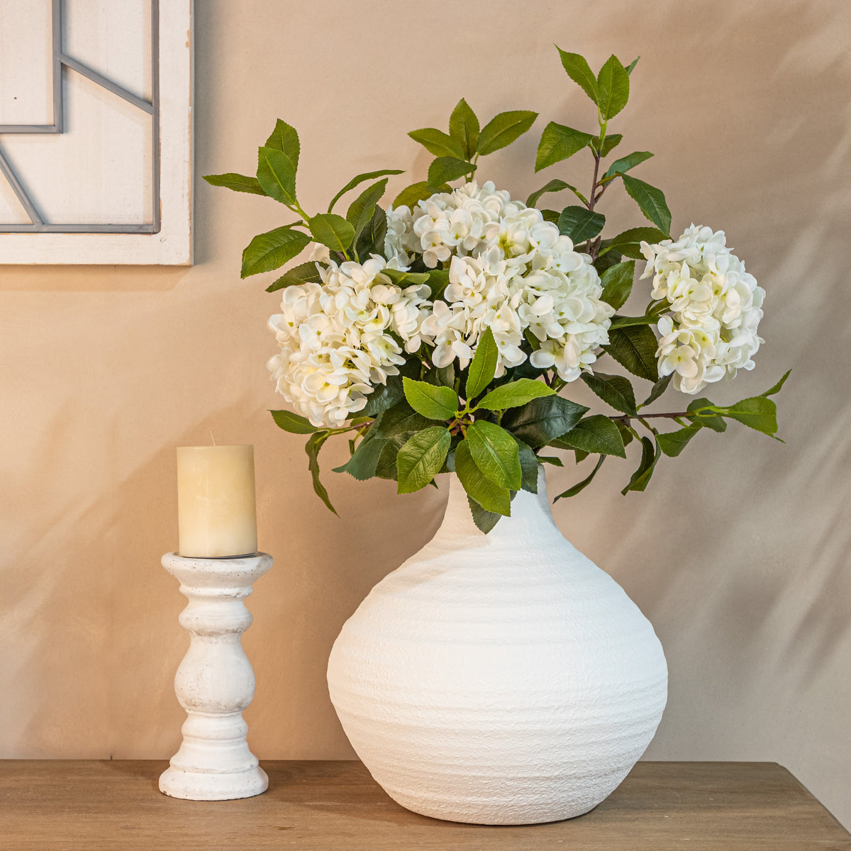 Textured Matt White Ceramic Vase