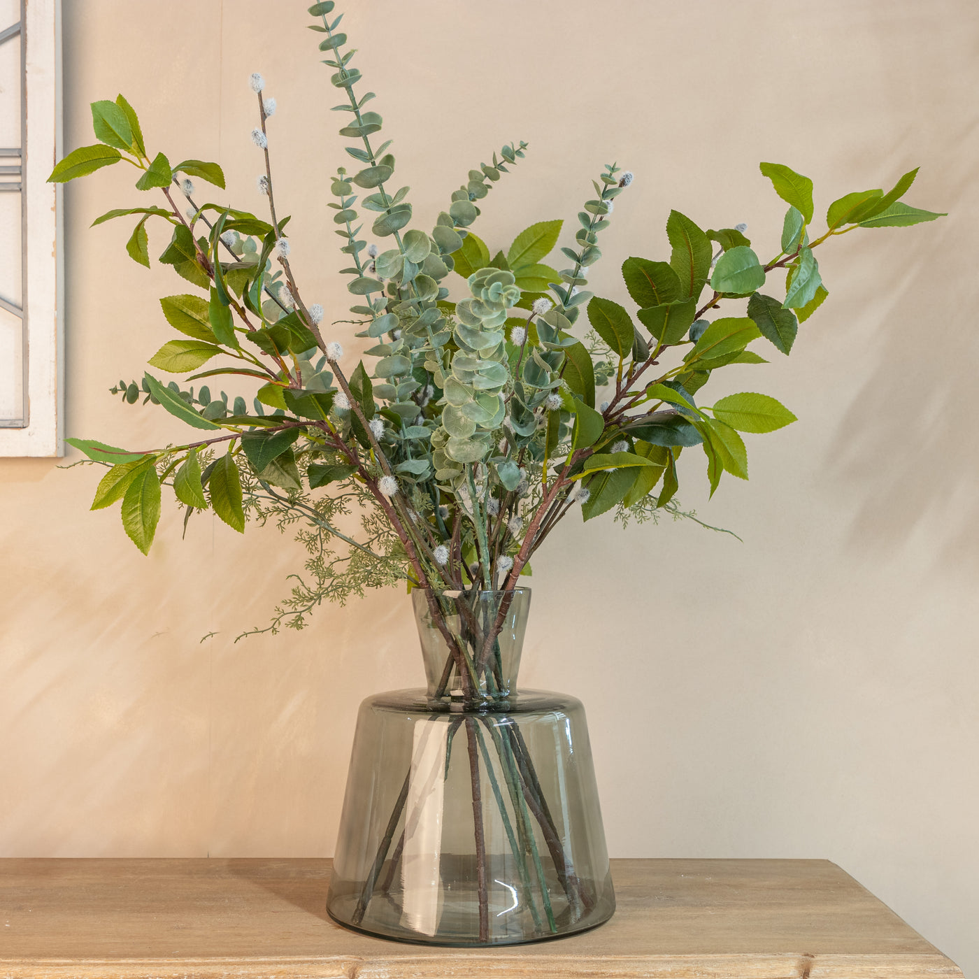 Smoked Sage Glass Large Ellipse Vase