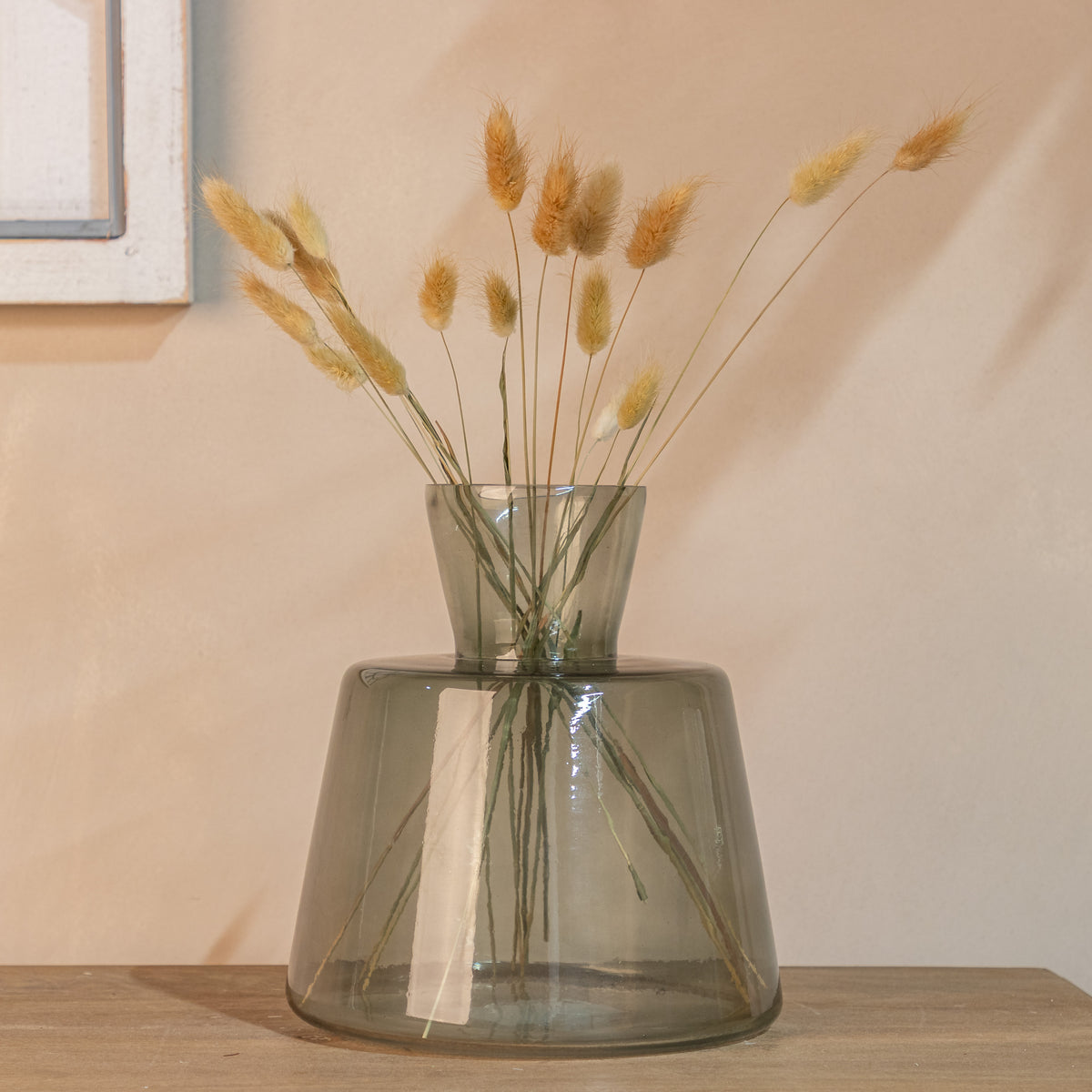 Smoked Sage Glass Ellipse Vase