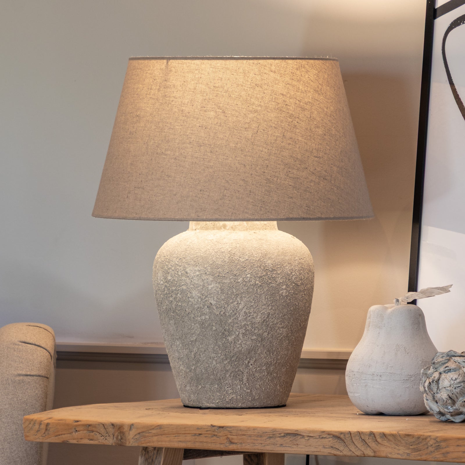 Rustic Textured Stone Style Table Lamp