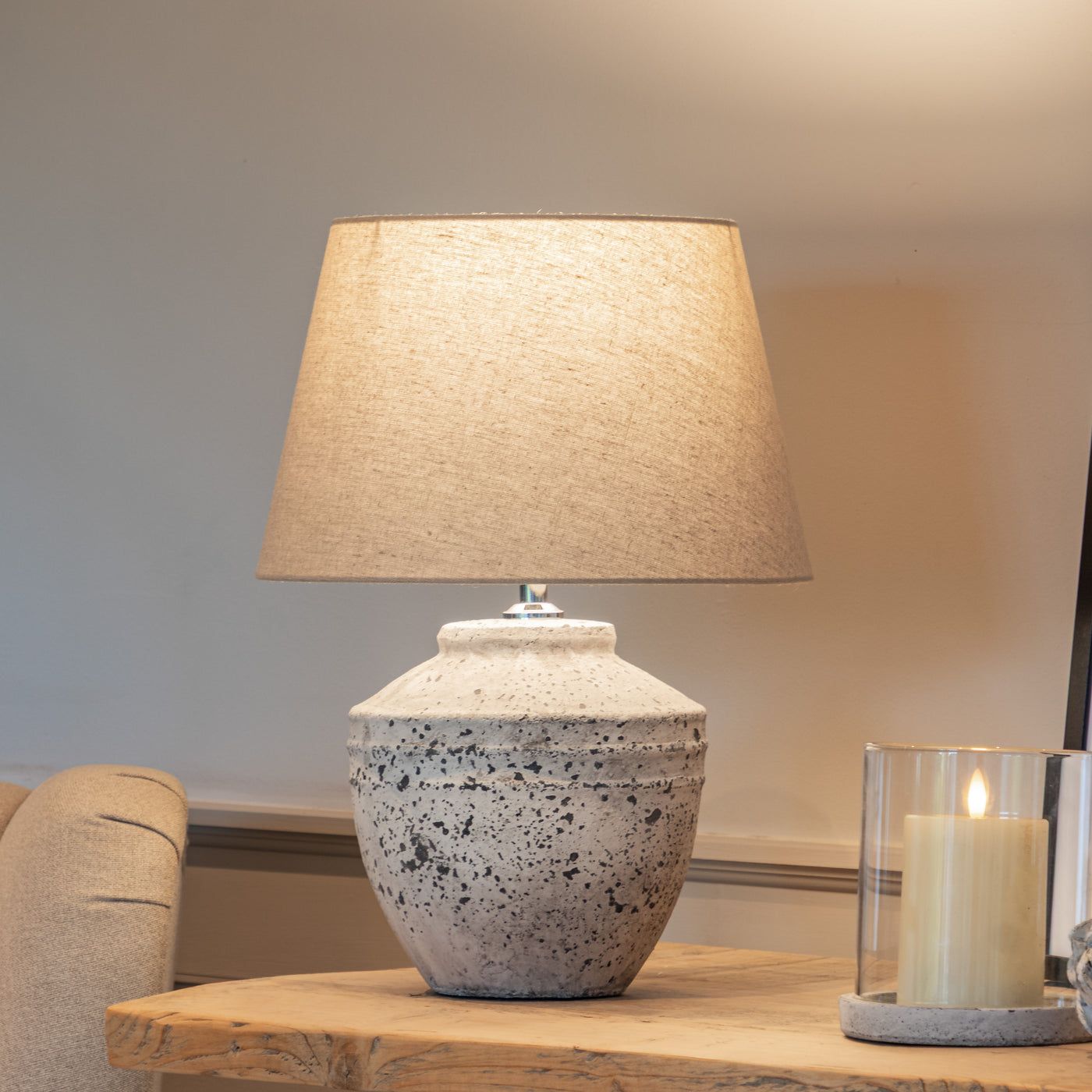 Rustic Distressed Stone Based Bedside Lamp