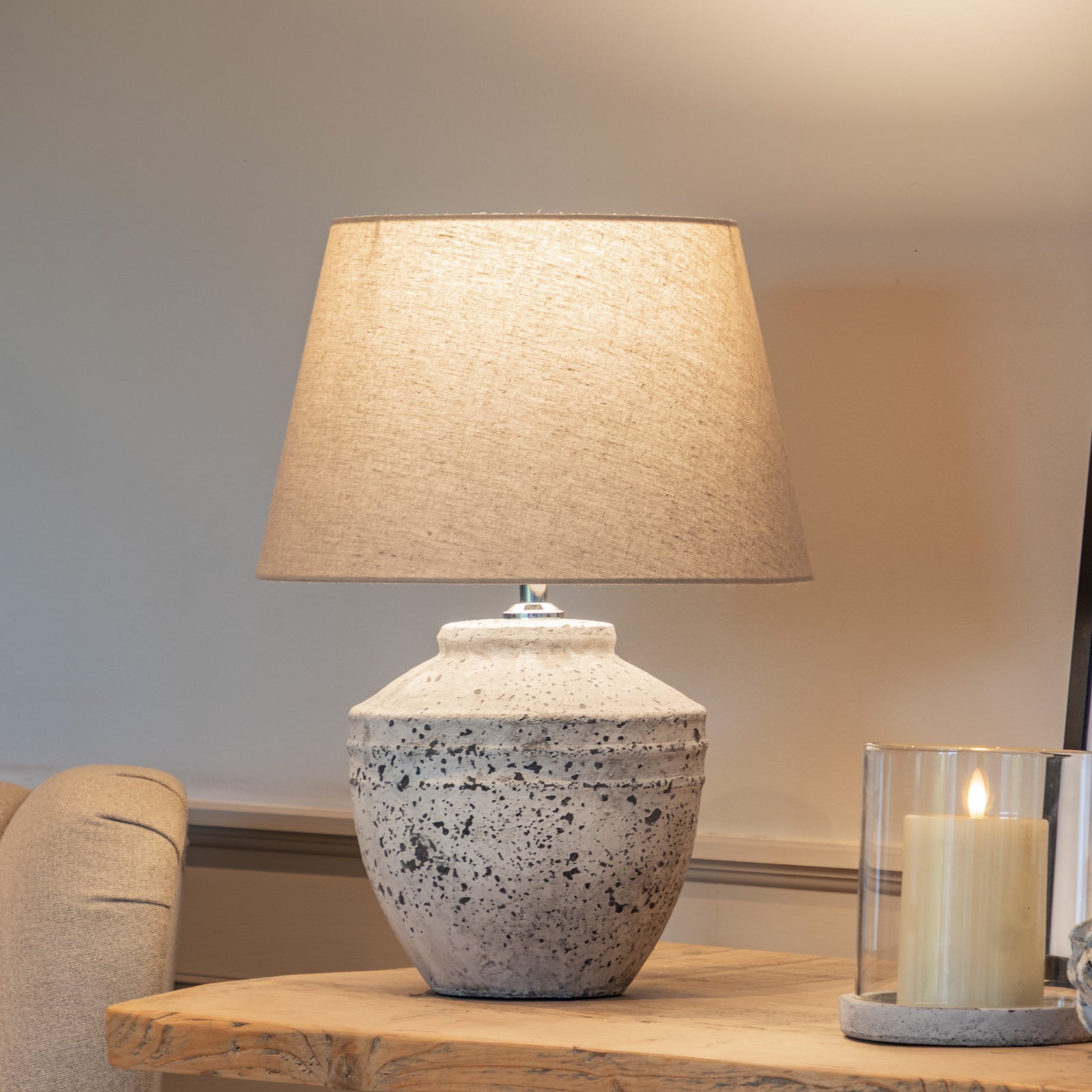 Rustic Distressed Stone Based Bedside Lamp