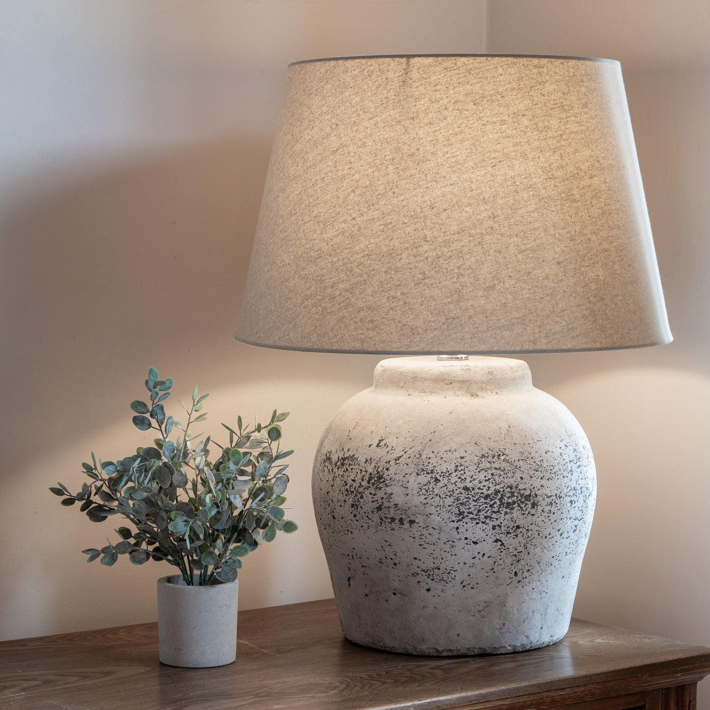 Large Distressed Rustic Stone Based Lamp