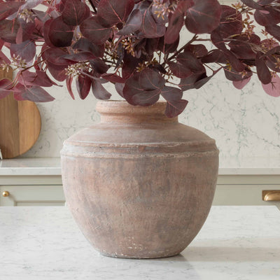 Large Terracotta Style Rustic Vase