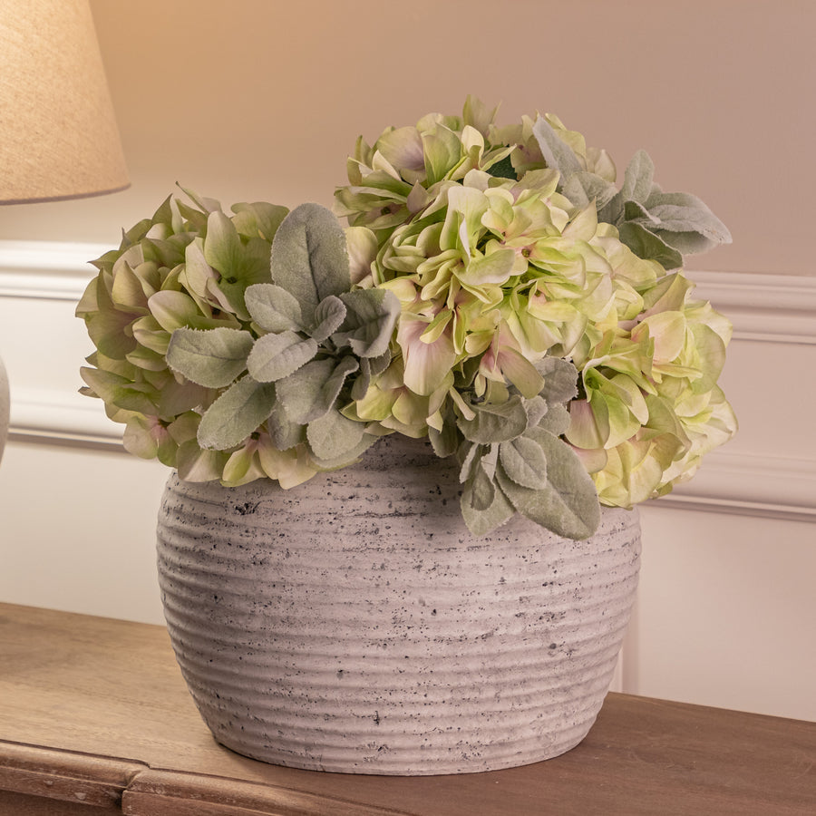 Grey Ribbed Pot