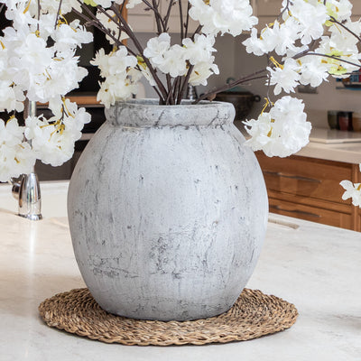 Large Rustic Grey Roman Vase