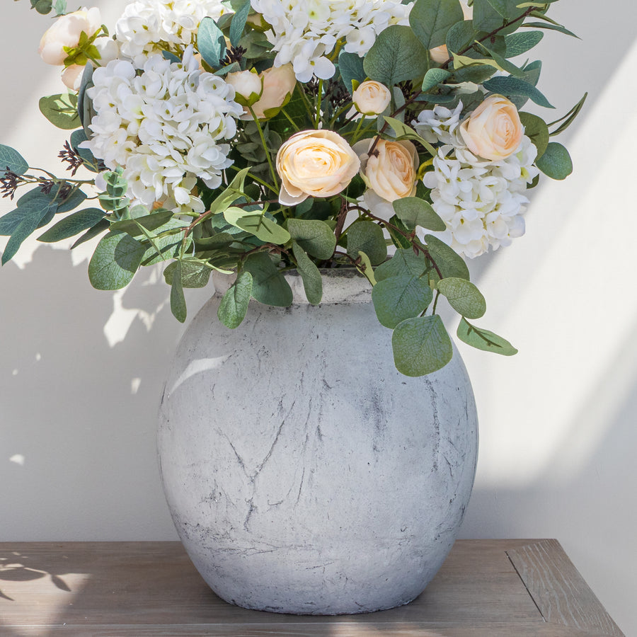 Large Rustic Grey Roman Vase