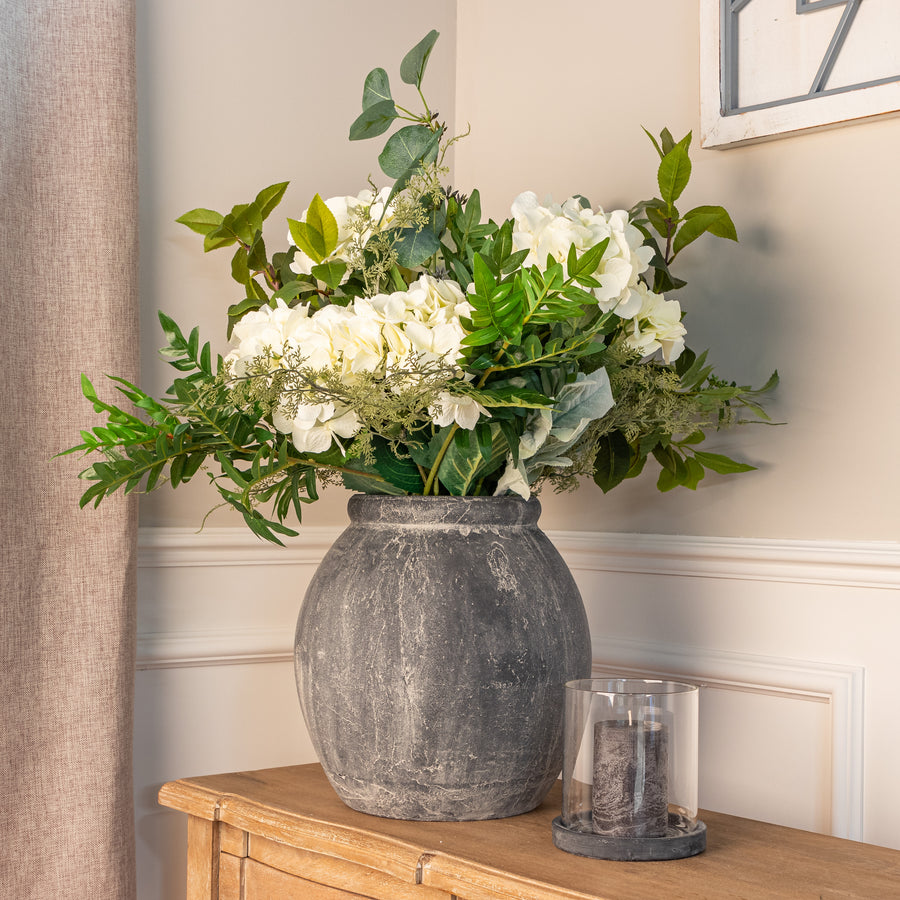 Large Rustic Dark Grey Roman Vase