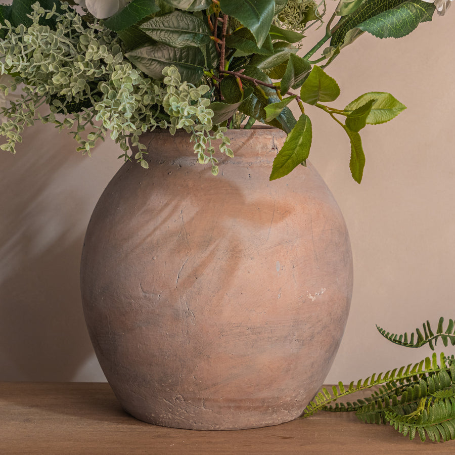 Large Rustic Earthen Brown Roman Vase
