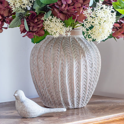 Patterned Neutral Terracotta Vase