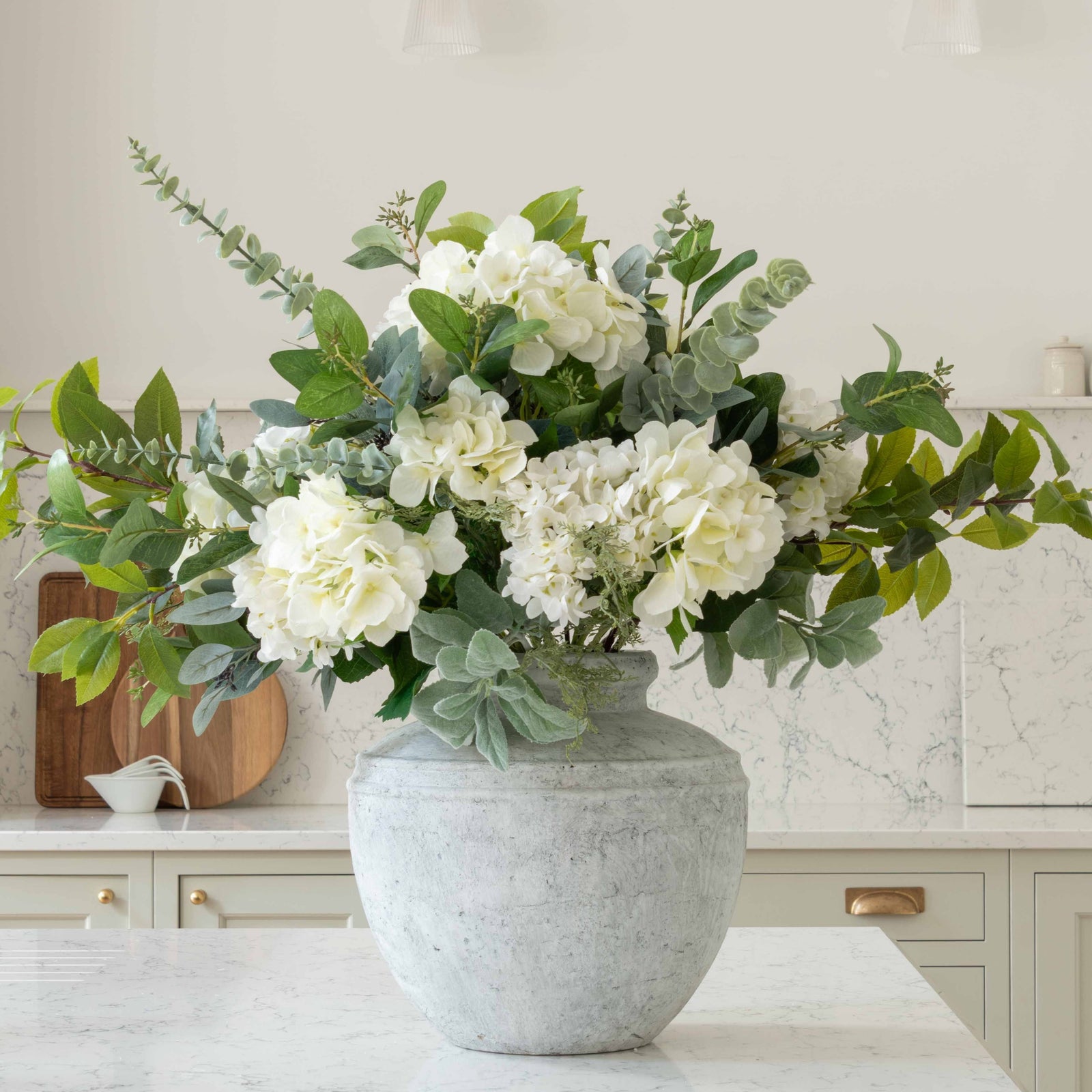 Faux Statement White Hydrangea Bouquet