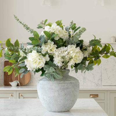 Faux Statement White Hydrangea Bouquet