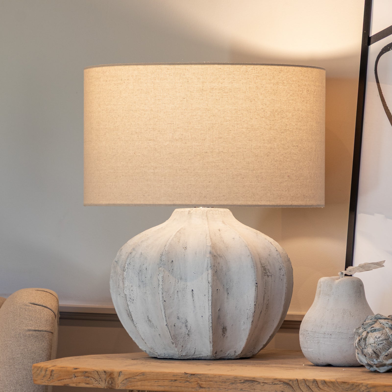 Timeless White Stone Based Table Lamp