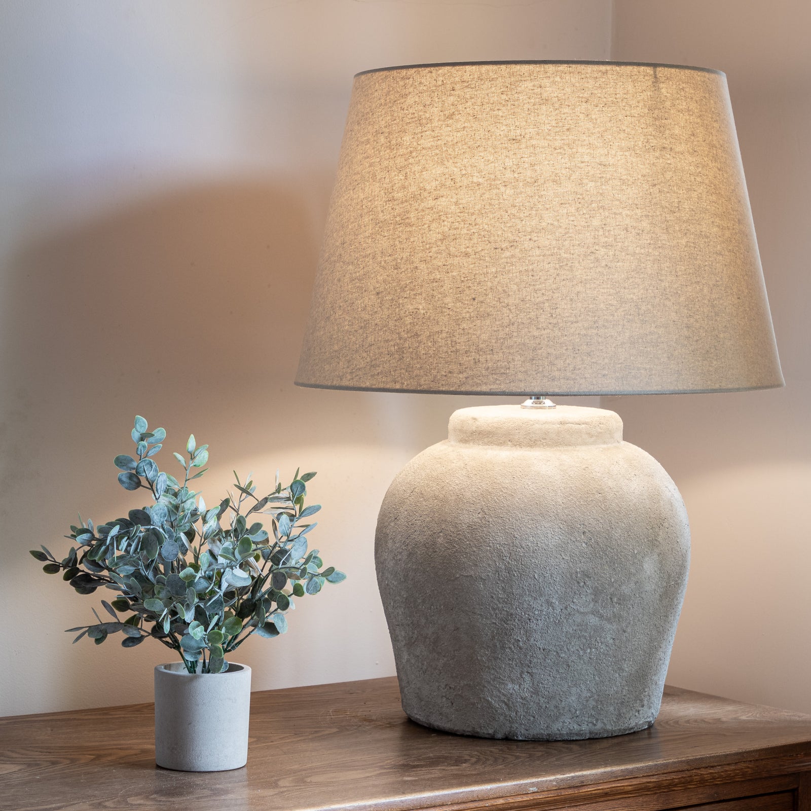 Large Textured Rustic Stone Based Lamp