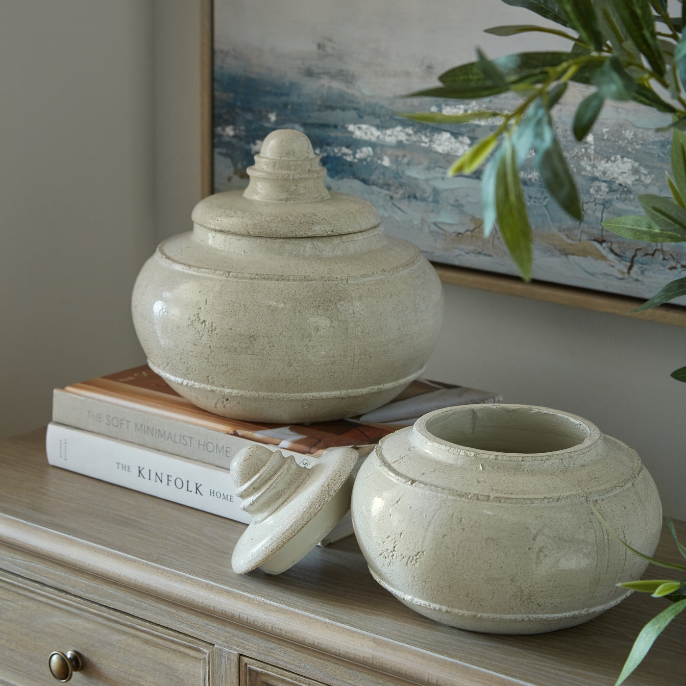 Medium Ceramic Rustic Tarnished Pot With Lid