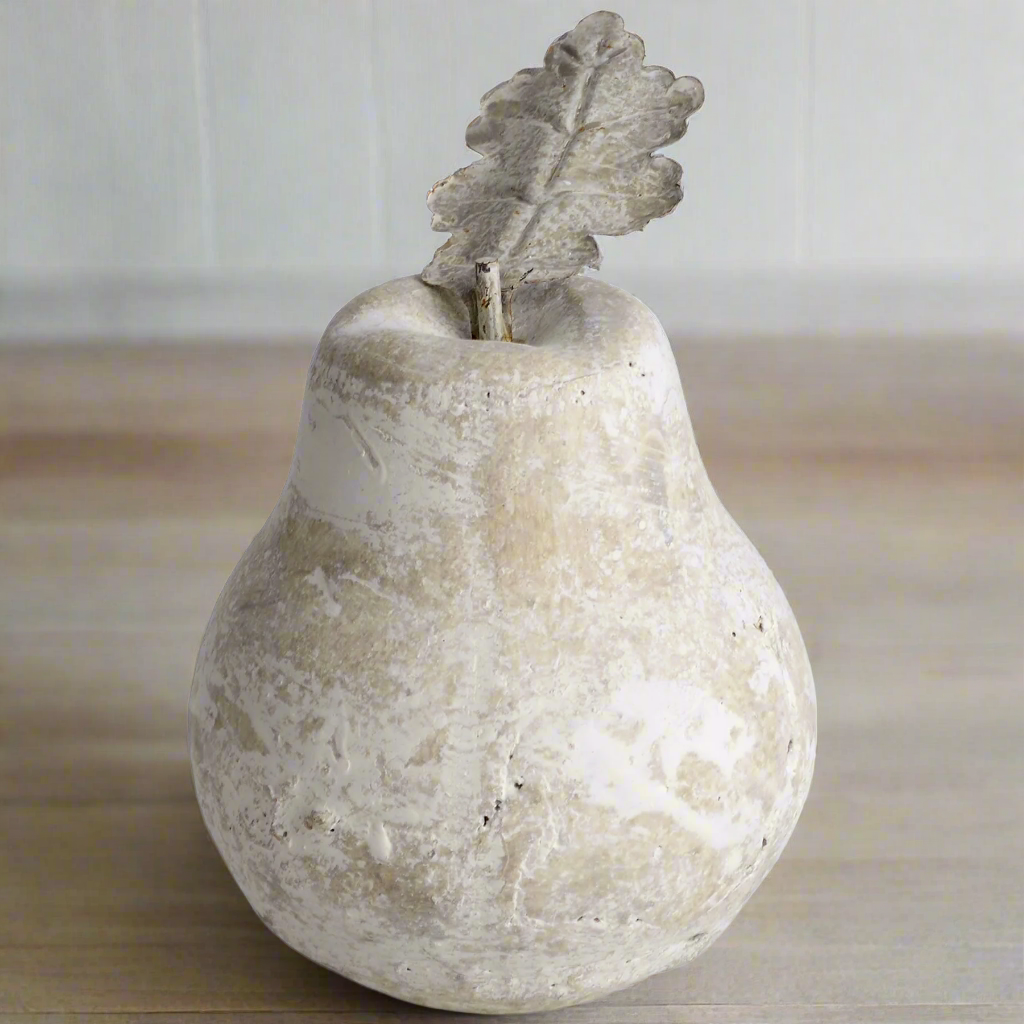 White Washed Stone Effect Pear Ornament