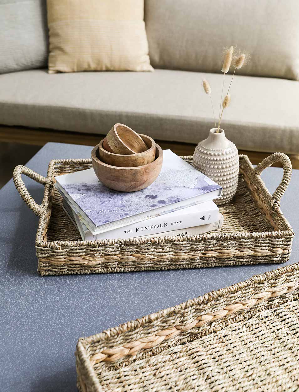 Set of 2 Bayford Natural Woven Tray Sets