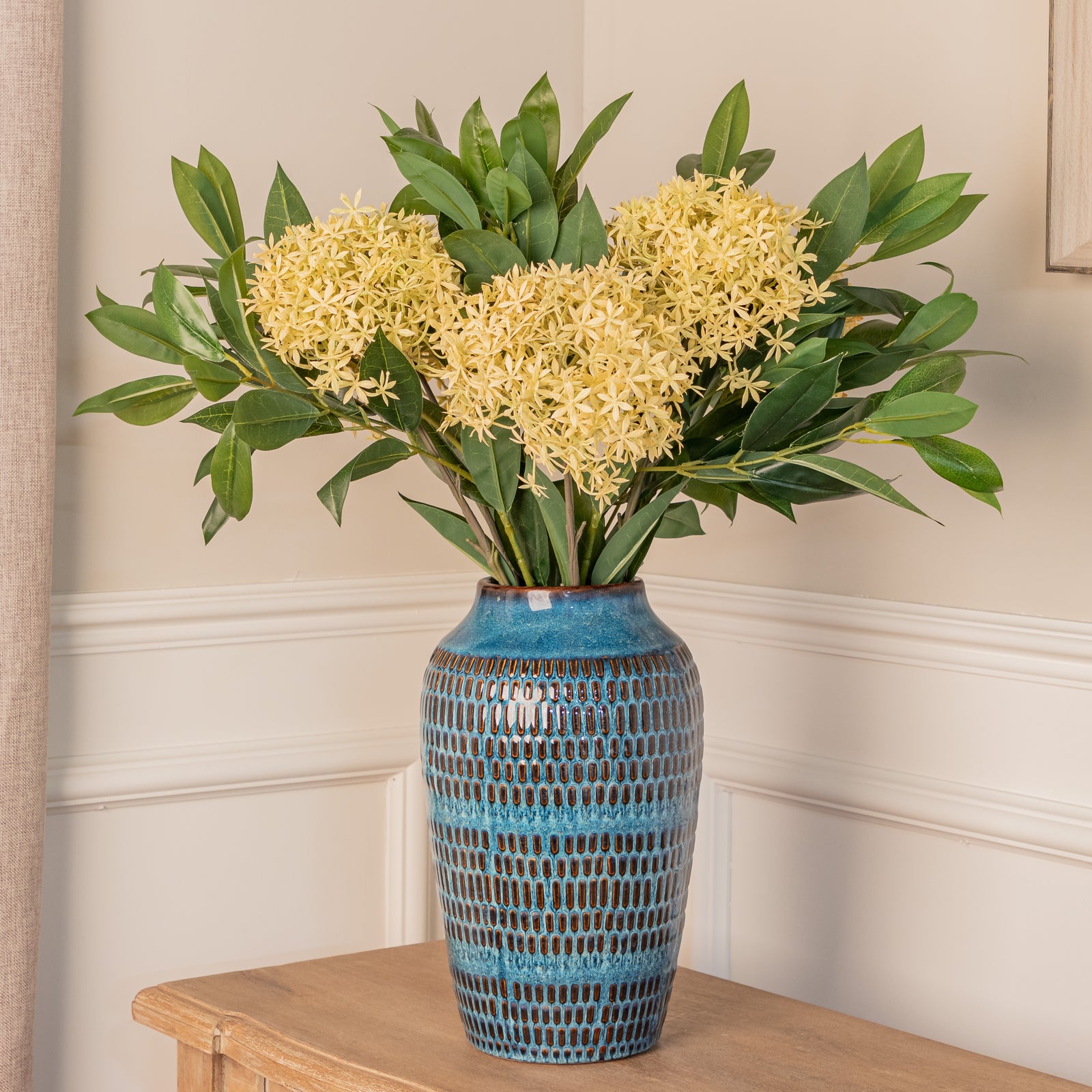 Large Indigo Blue Glazed Ceramic Vase
