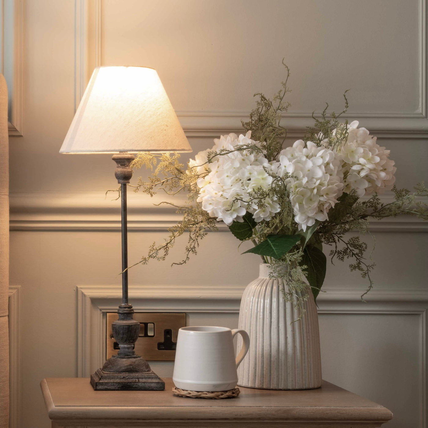 Slim Rustic Wooden Incia Table Lamp