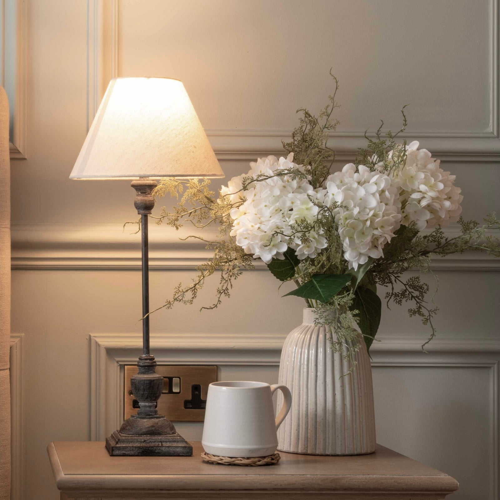 Slim Rustic Wooden Incia Table Lamp