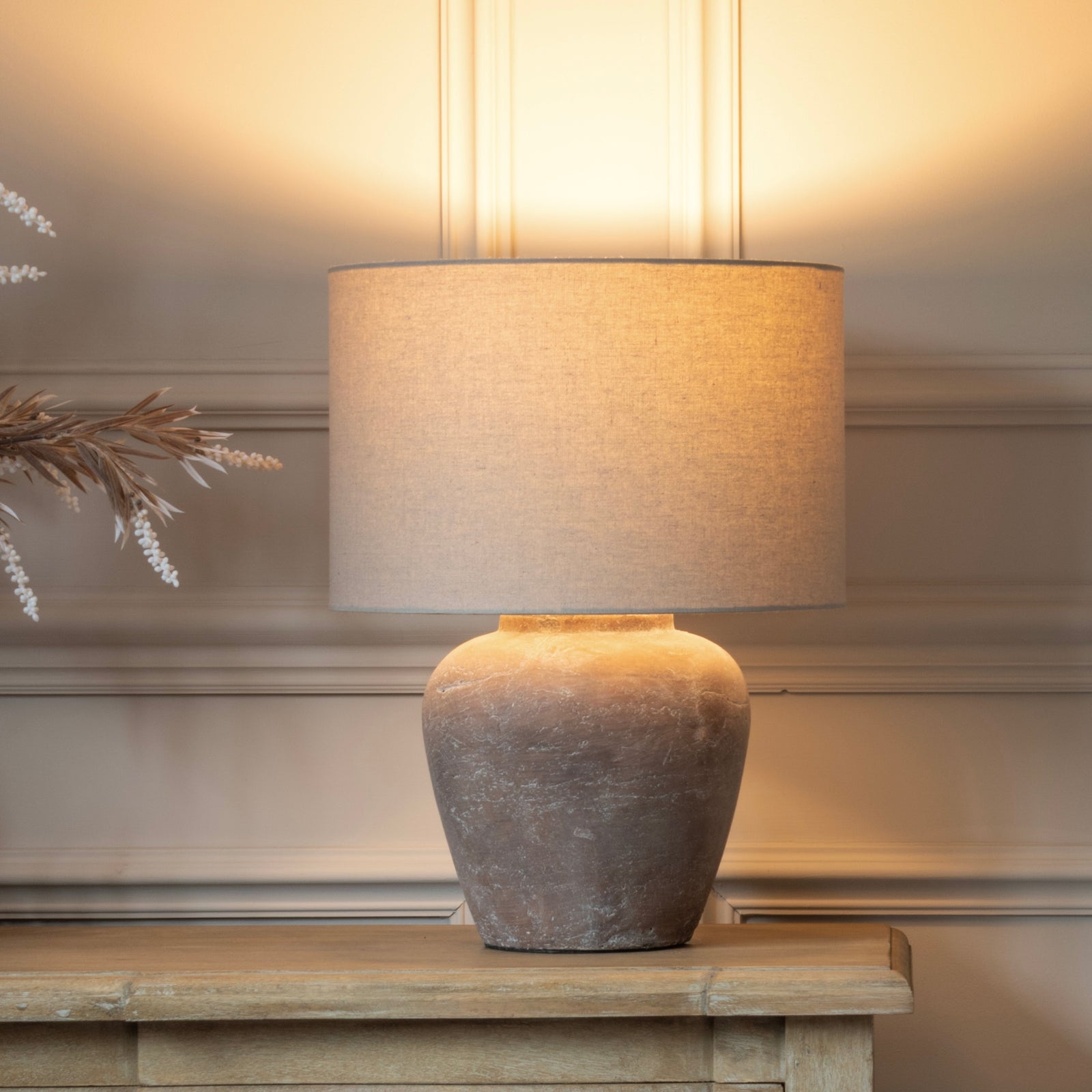 Rustic Terracotta Stone Style Bedside Lamp