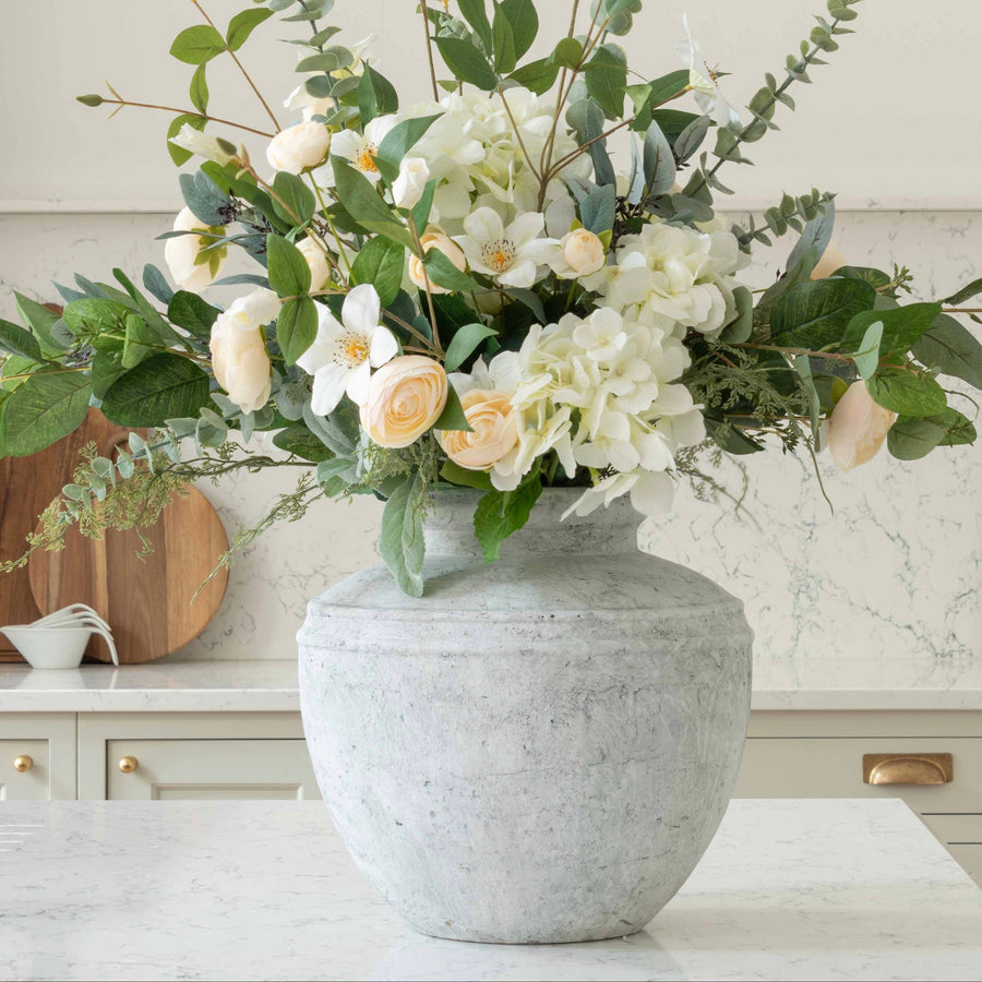 Large Light Grey Rustic Vase
