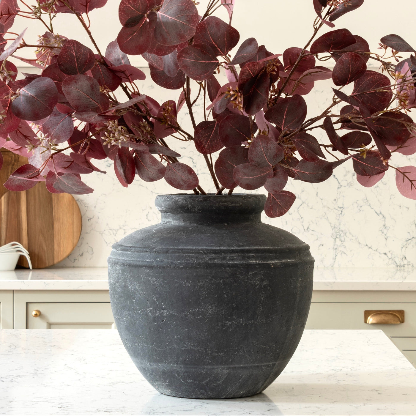 Large Dark Grey Rustic Vase
