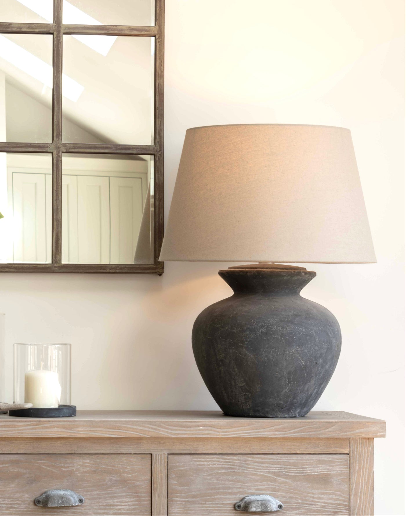 Large Charcoal Grey Darcy Stone Based Lamp