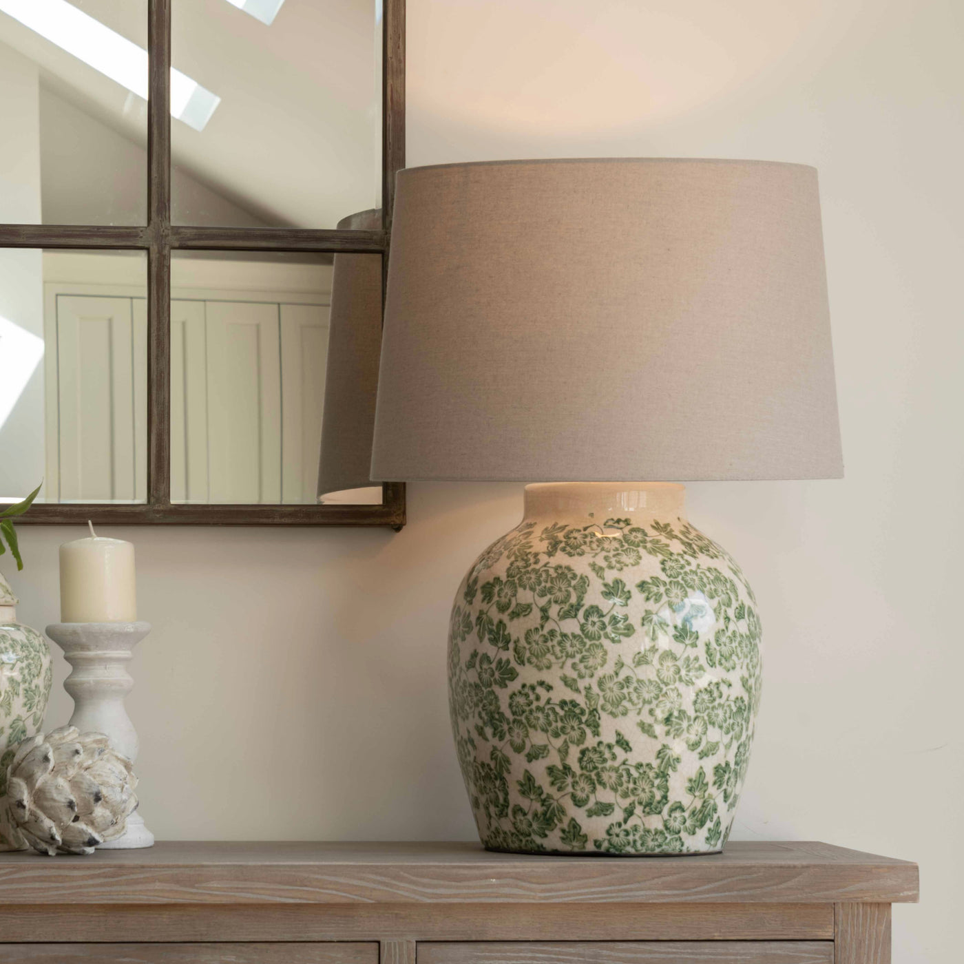 Large Green Clover Ceramic Lamp