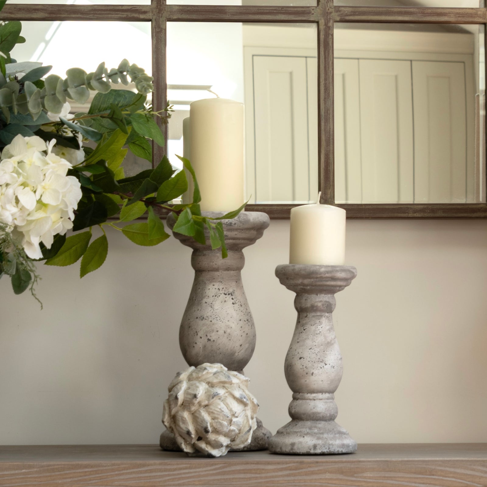 Large Rustic Stone Look Candle Holder