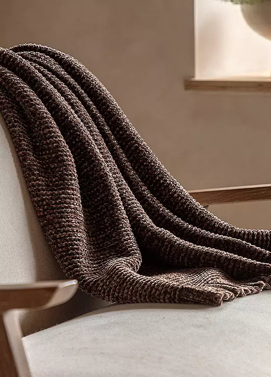 Soft Chunky Chenille Throw - Chocolate