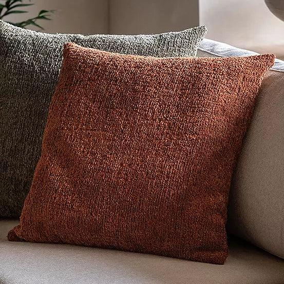 Textured Chenille Cushion - Rust
