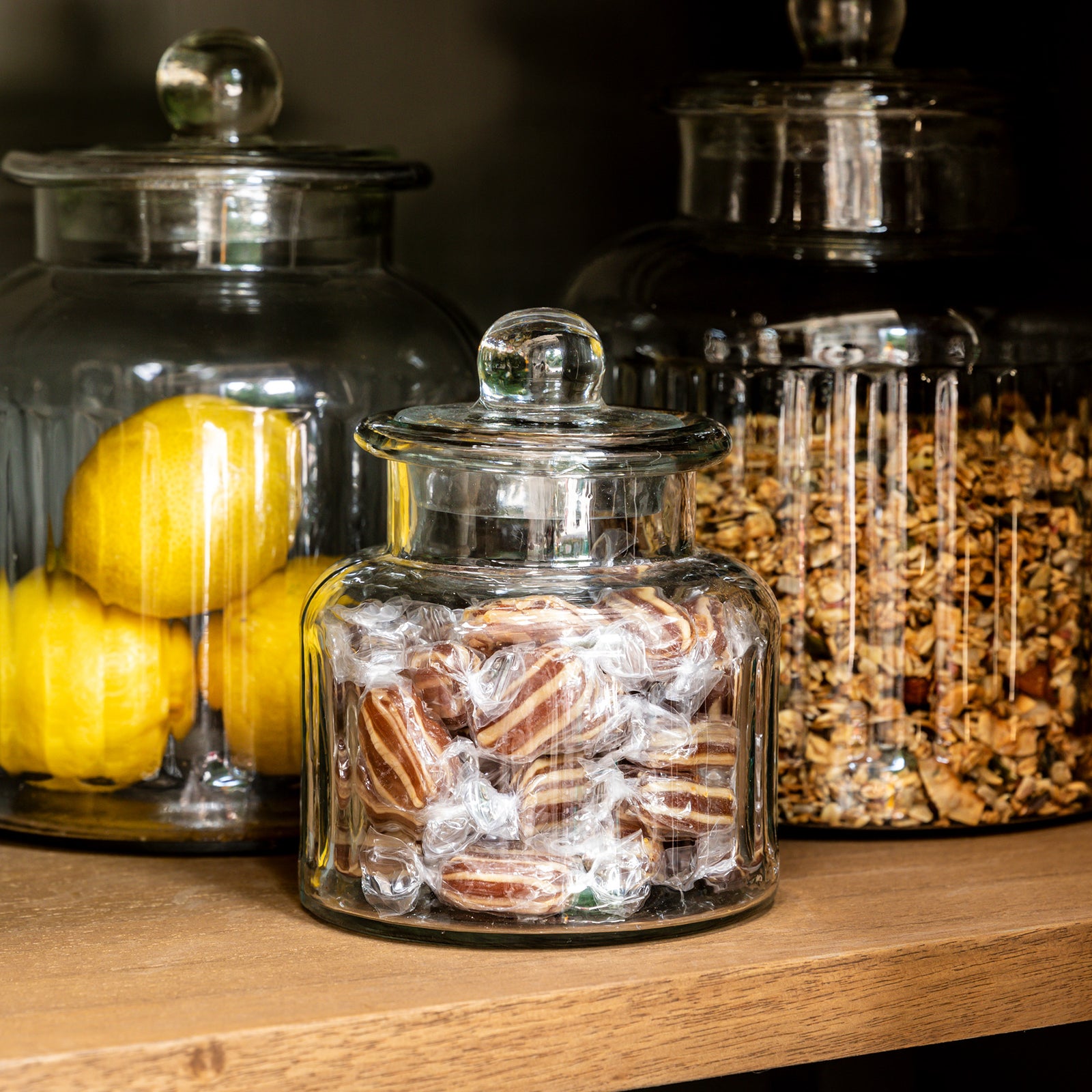 Ribbed Glass Storage Jar - Small
