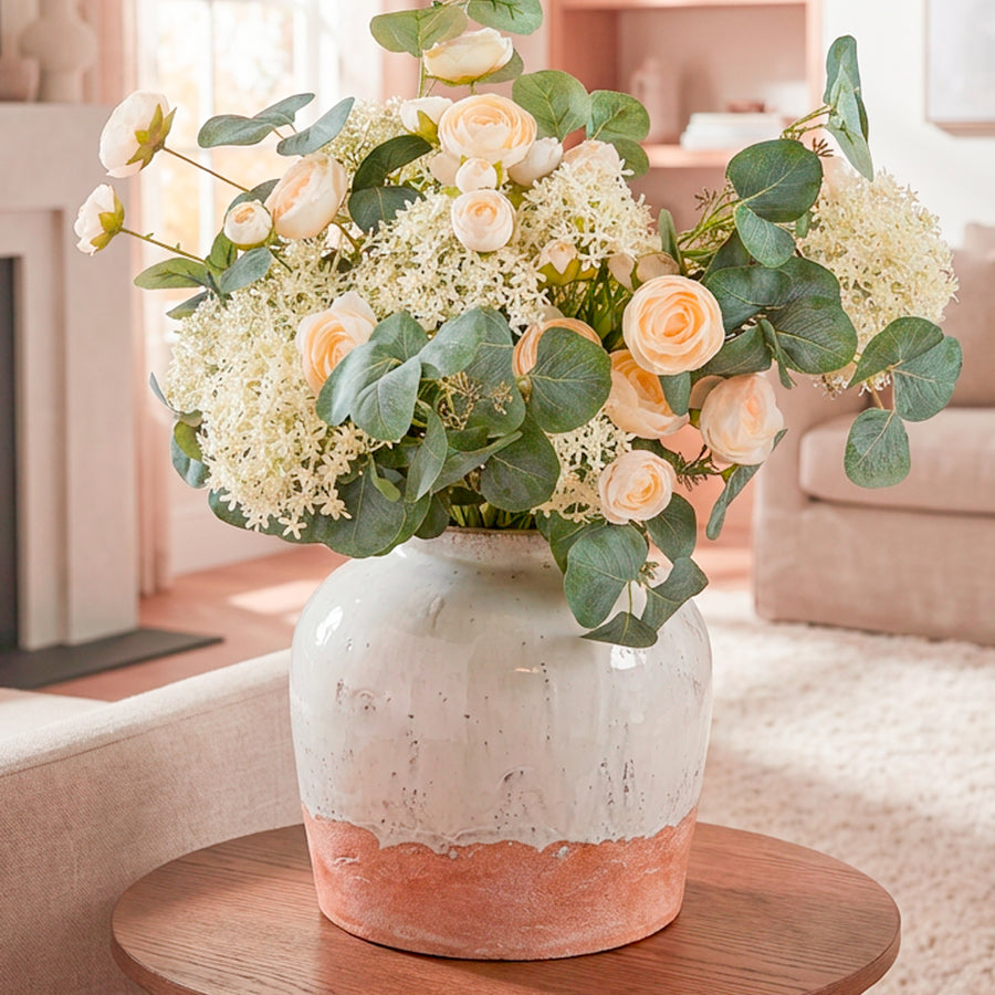 Large Hand Glazed White Ceramic Vase