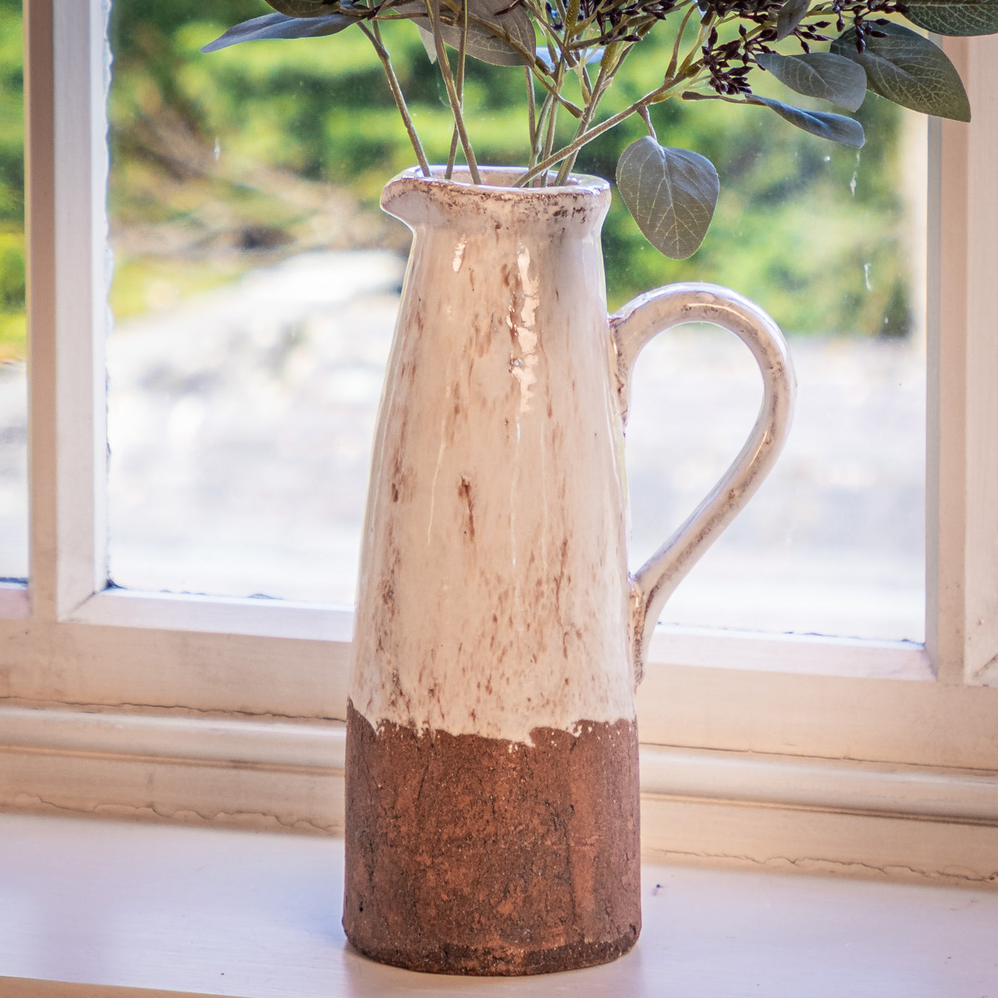 Large Rustic Dipped Glazed Jug