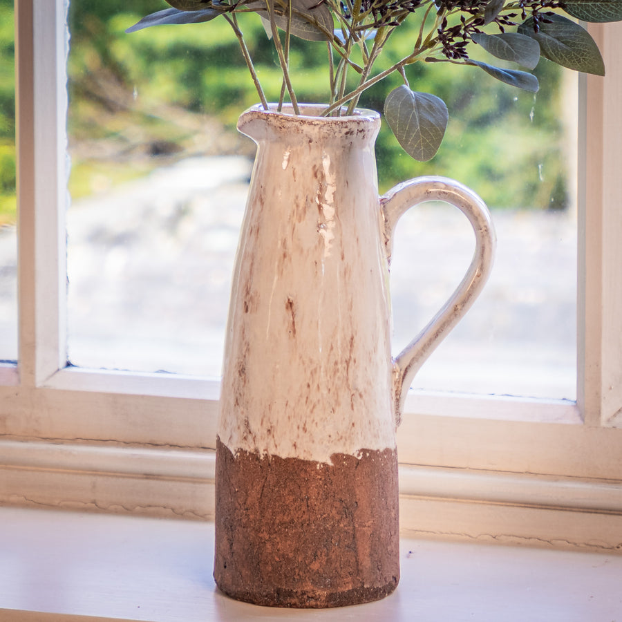 Large Rustic Dipped Glazed Jug