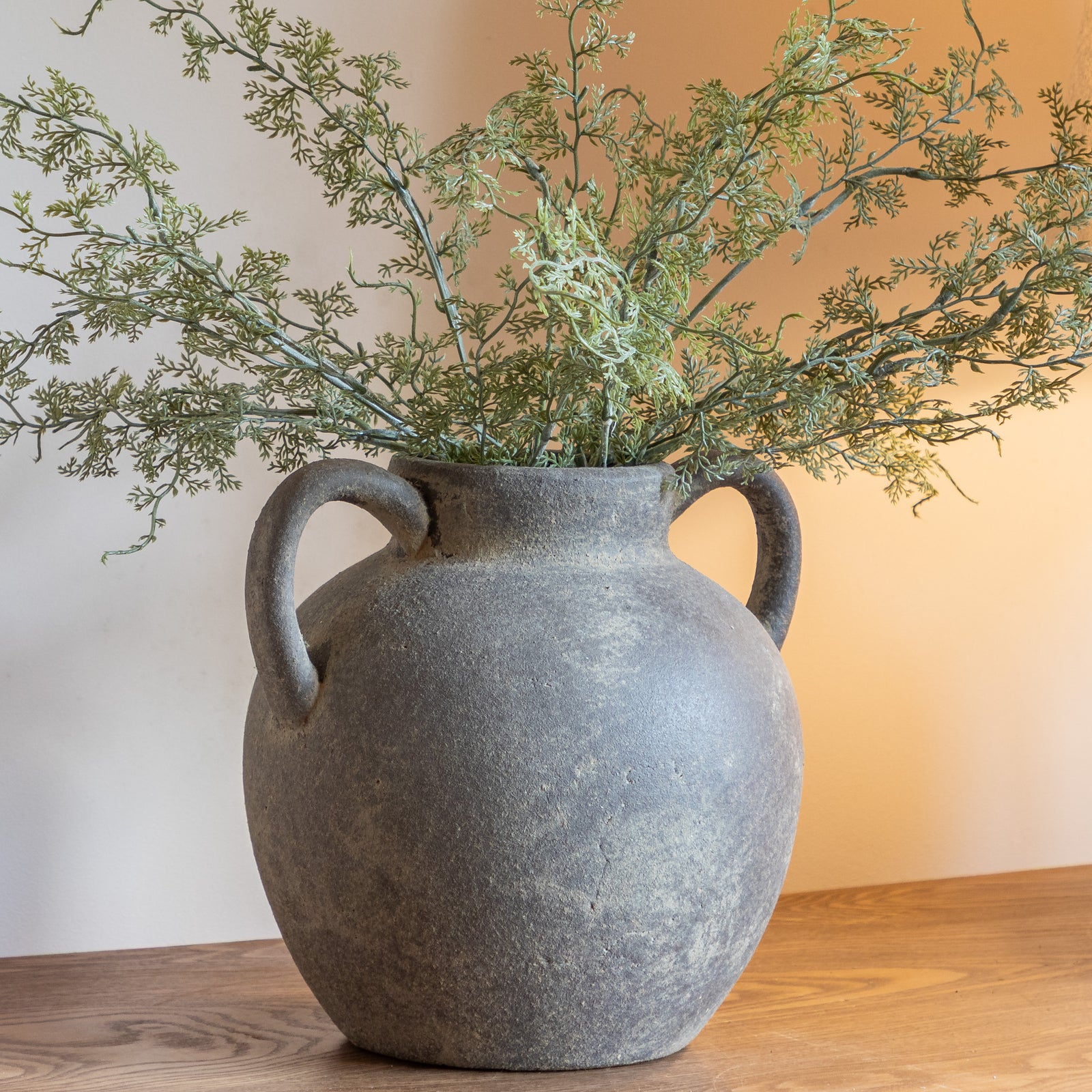 Dark Twin Handled Decorative Rustic Vase