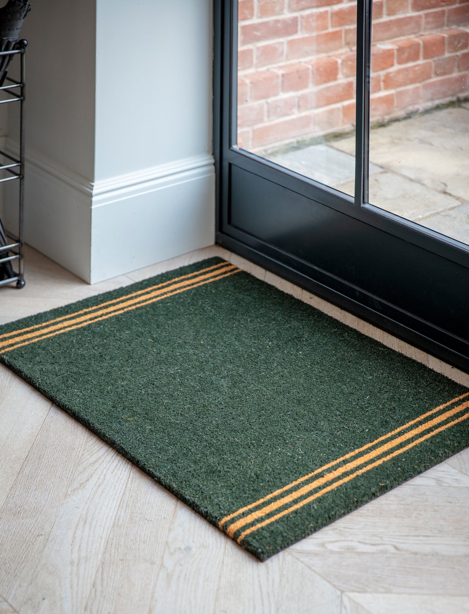 Forest Green Striped Doormat