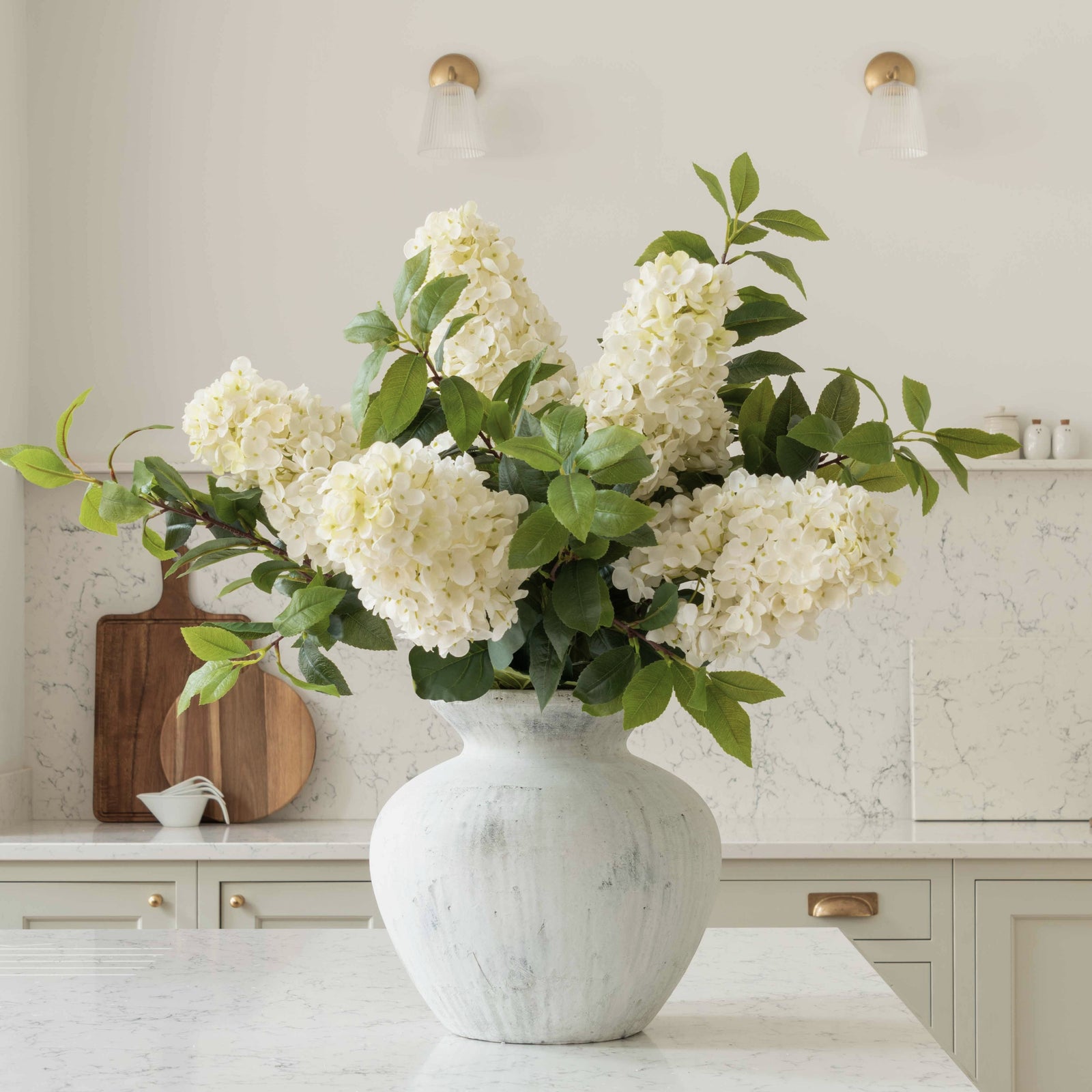 Luxury White Spear Hydrangea Faux Flower Arrangement
