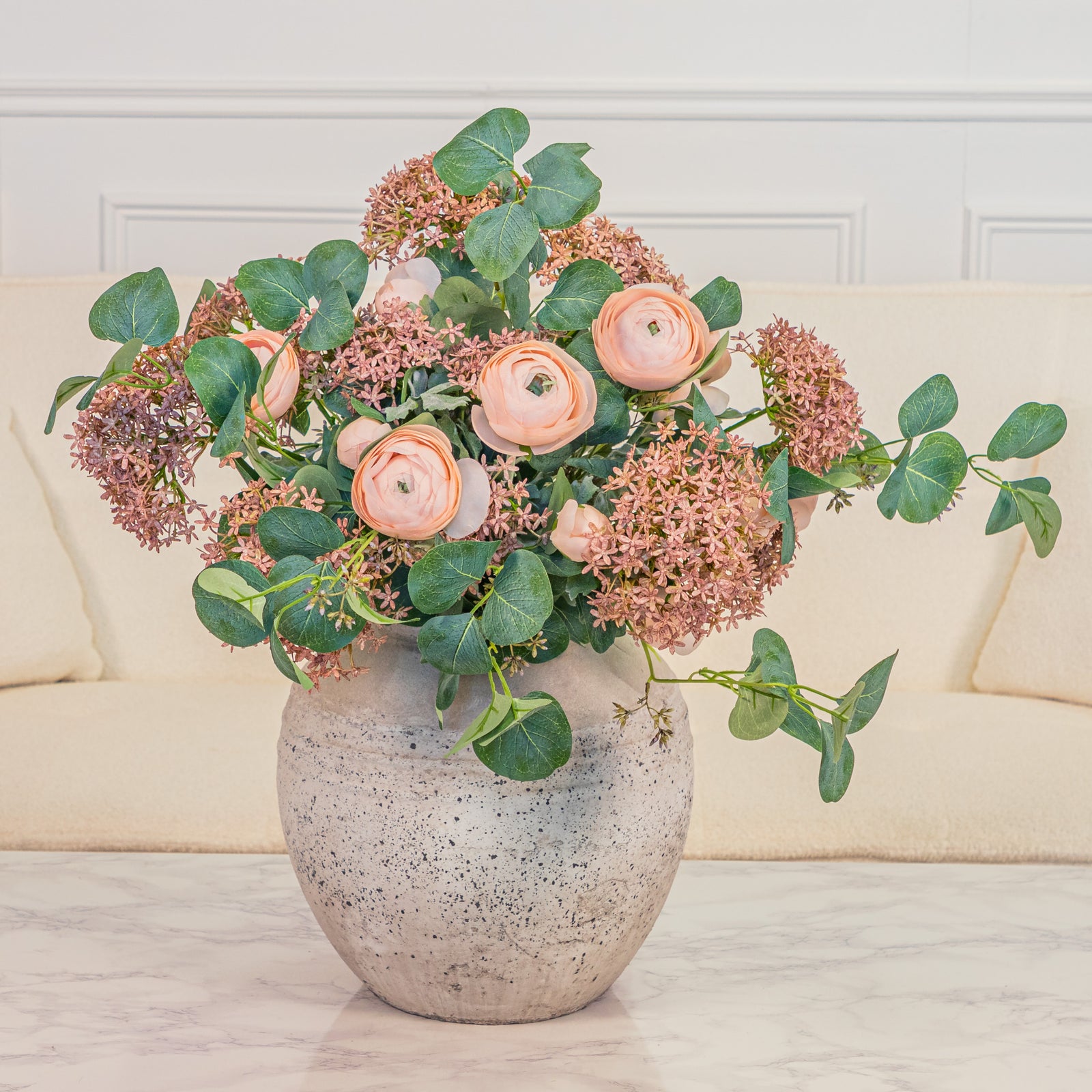 Pink Crown Hydrangea and Ranunculus Deluxe Arrangement