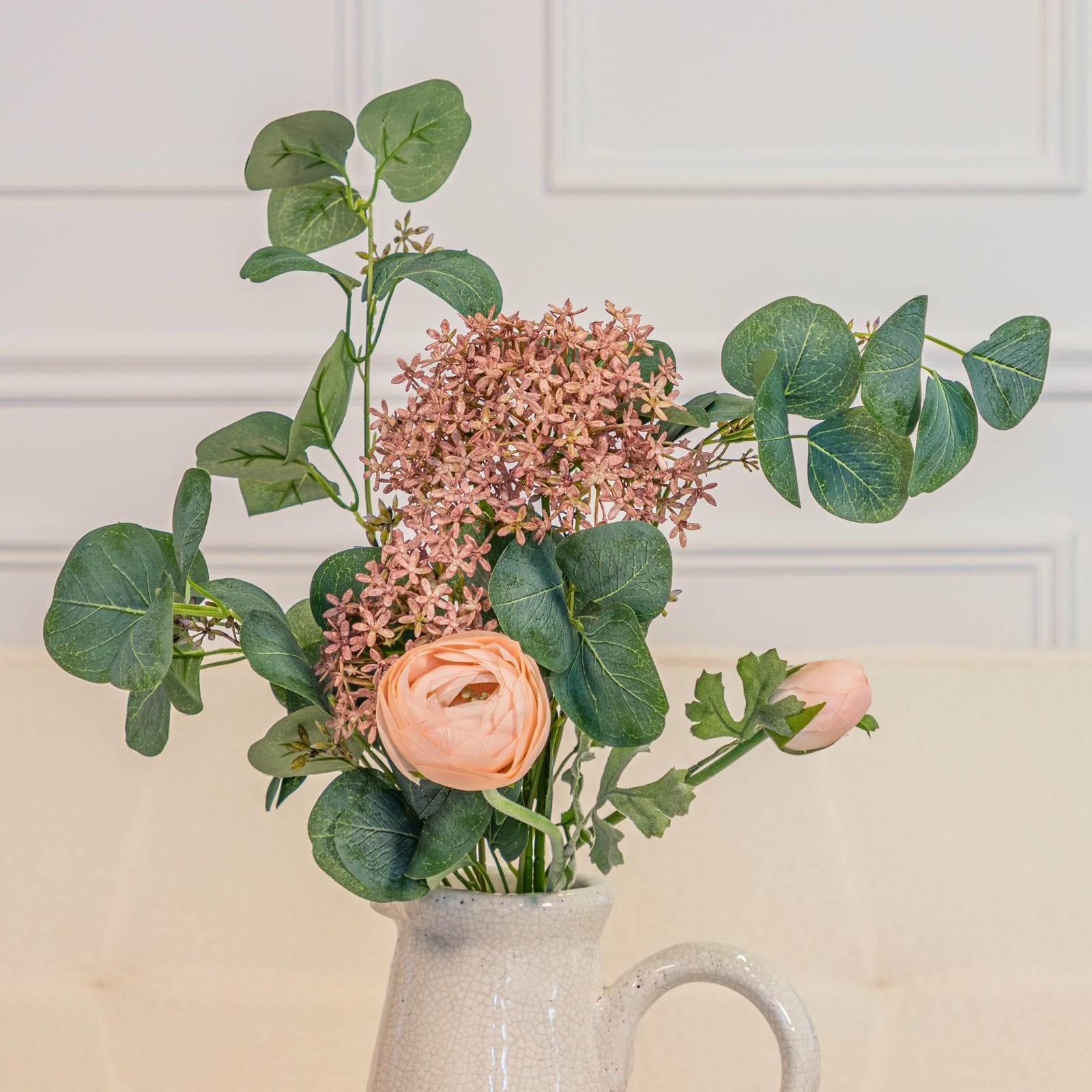 Simple Pink Crown Hydrangea and Ranunculus Arrangement
