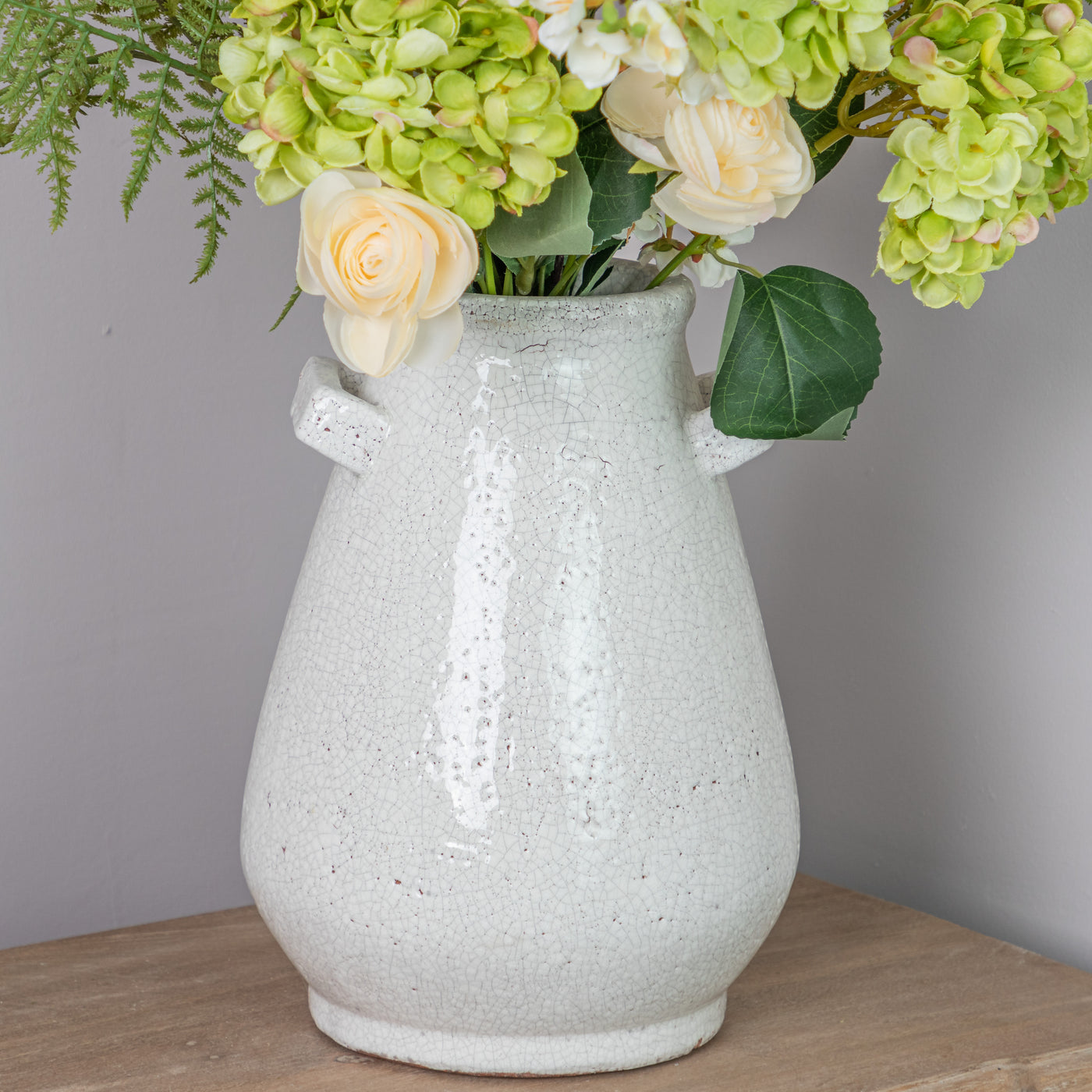 Small White Terracotta Vase with Handles