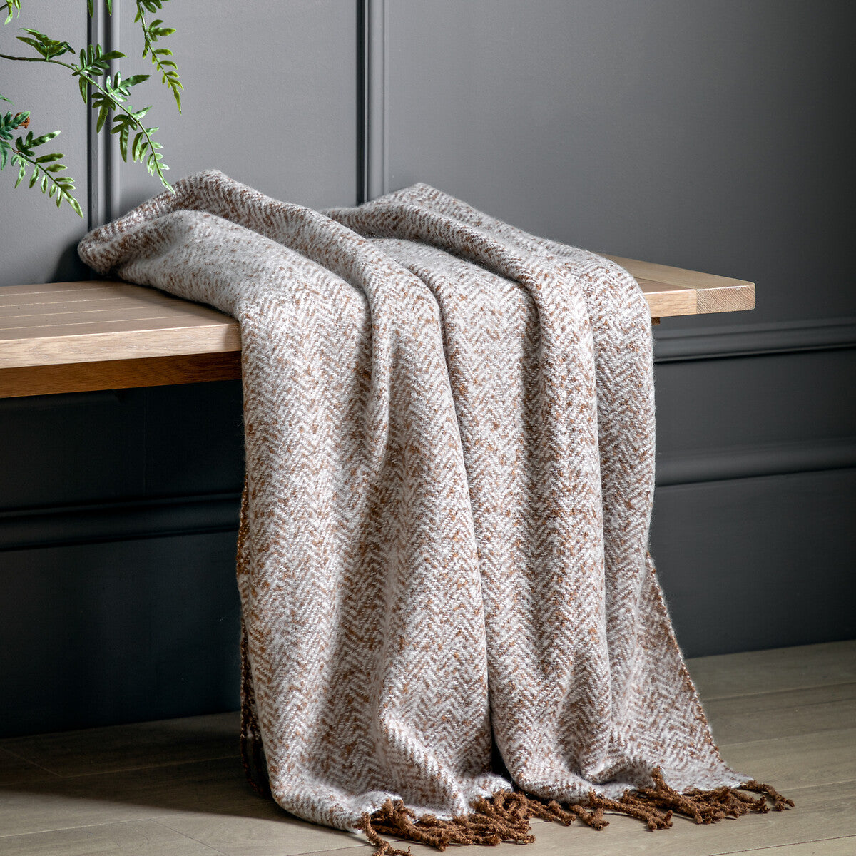 Herringbone Faux Mohair Throw