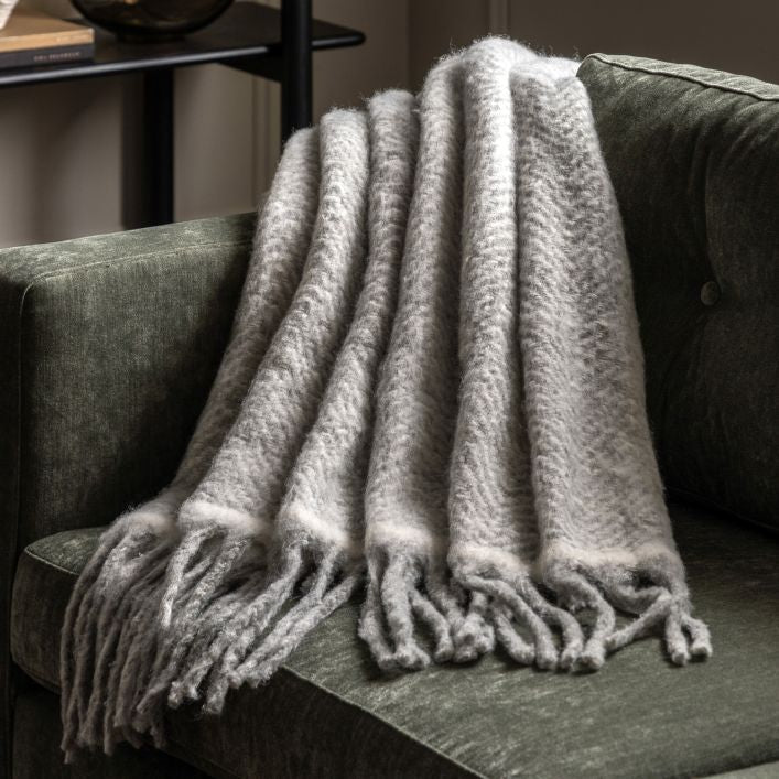 Thick Warm Mohair Grey Throw