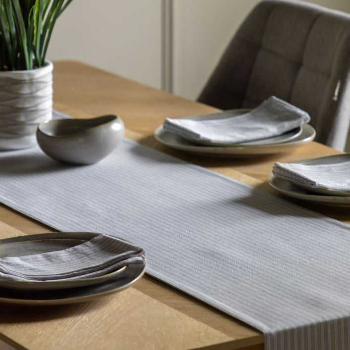 Linen Effect Woven Stripe Table Runner