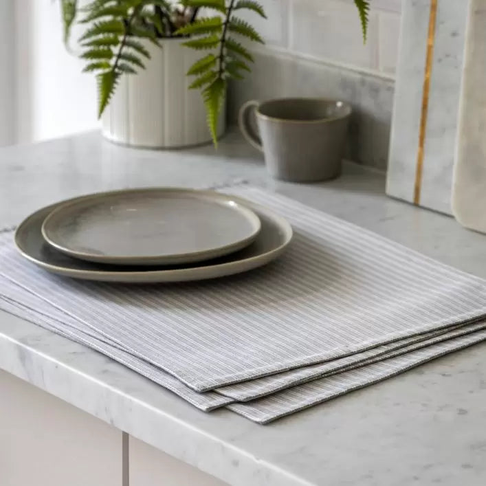 Set of 4 Woven Grey Stripe Placemats